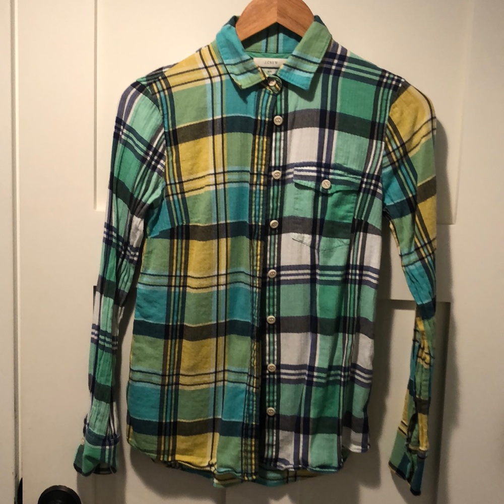 J Crew Plaid Boy Style Button Up